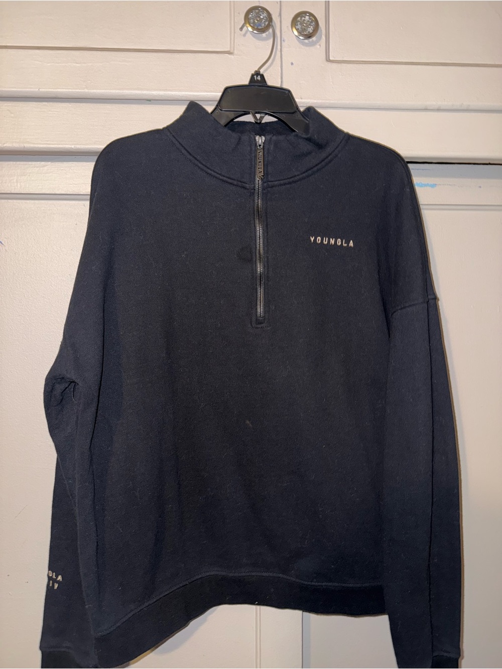 YoungLA Men's Black Half-Zip Pullover Sweatshirt